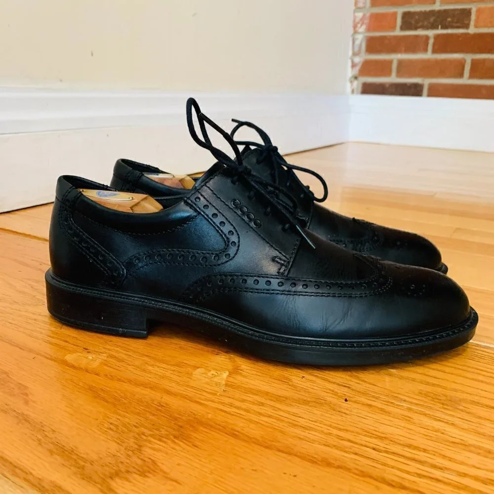 ECCO Men's Oxford Black Dress Lace Up Shoes US Size 9